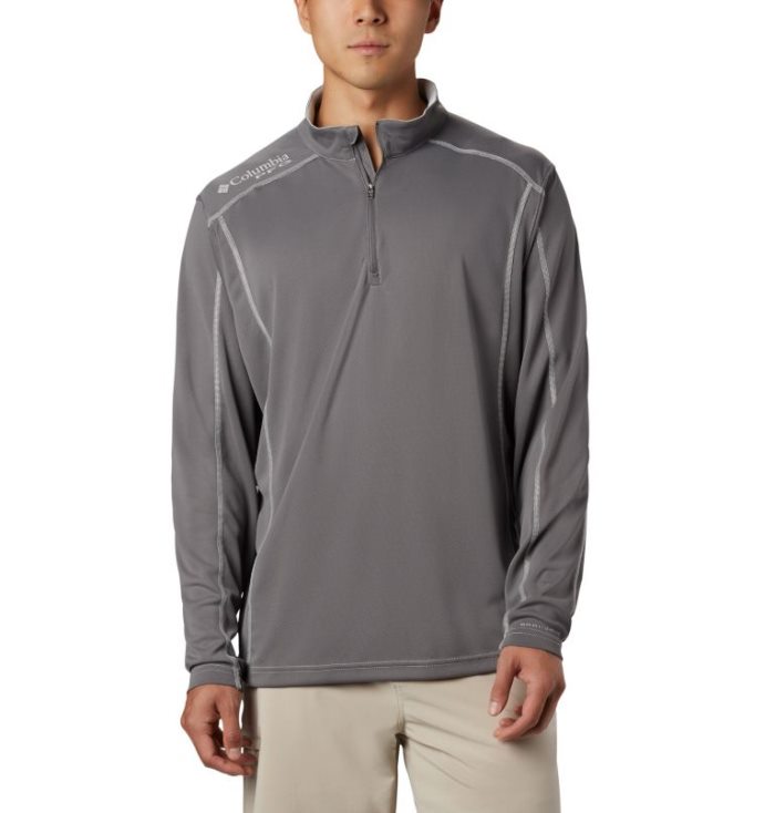 Camisetas Columbia PFG Low Drag™ 1/4 Zip Top Masculino Cinzentas Portugal | 190729-NHNF