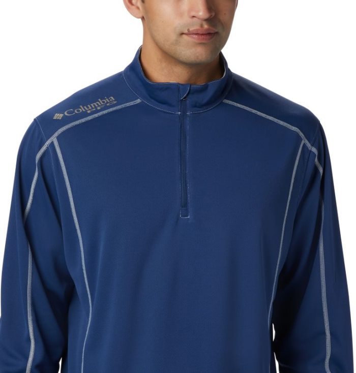 Camisetas Columbia PFG Low Drag™ 1/4 Zip Top Masculino Azul Marinho Portugal | 192538-GYLF