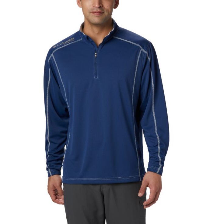 Camisetas Columbia PFG Low Drag™ 1/4 Zip Top Masculino Azul Marinho Portugal | 192538-GYLF