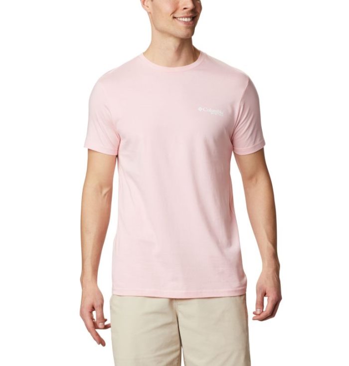 Camisetas Columbia PFG Mann T-Shirt Masculino Luz Rosa Portugal | 182717-9EAT