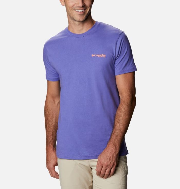 Camisetas Columbia PFG Perfly T-Shirt Masculino Roxo Portugal | 189069-R21Y