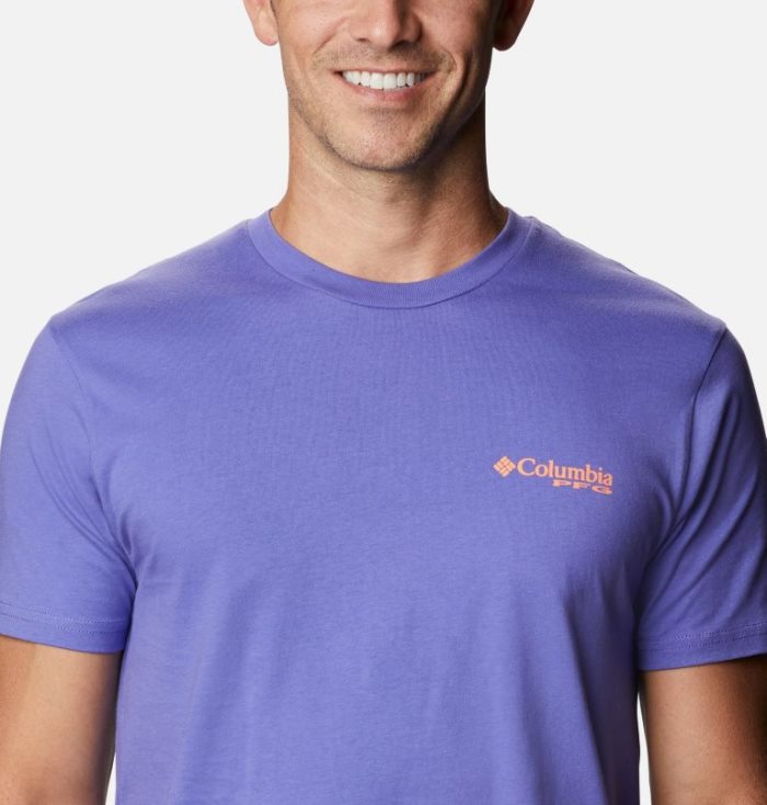 Camisetas Columbia PFG Perfly T-Shirt Masculino Roxo Portugal | 189069-R21Y