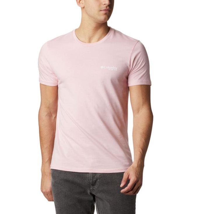 Camisetas Columbia PFG Scribble Gráficas T-Shirt Masculino Luz Rosa Portugal | 147849-OQOG