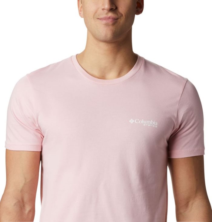 Camisetas Columbia PFG Scribble Gráficas T-Shirt Masculino Luz Rosa Portugal | 147849-OQOG