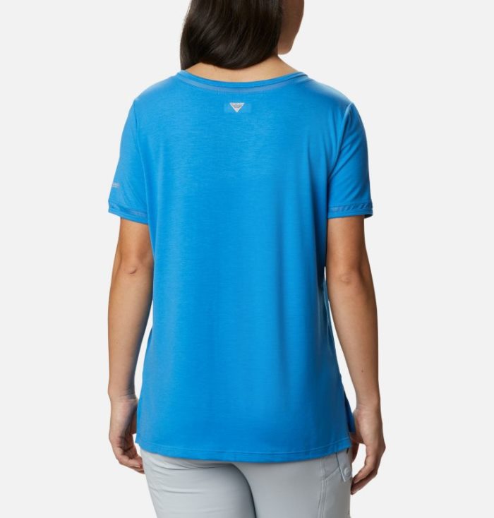 Camisetas Columbia PFG Slack Agua™ Knit Pocket Tee Feminino Azuis Escuro Portugal | 160133-BGUU