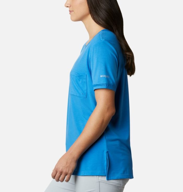 Camisetas Columbia PFG Slack Agua™ Knit Pocket Tee Feminino Azuis Escuro Portugal | 160133-BGUU