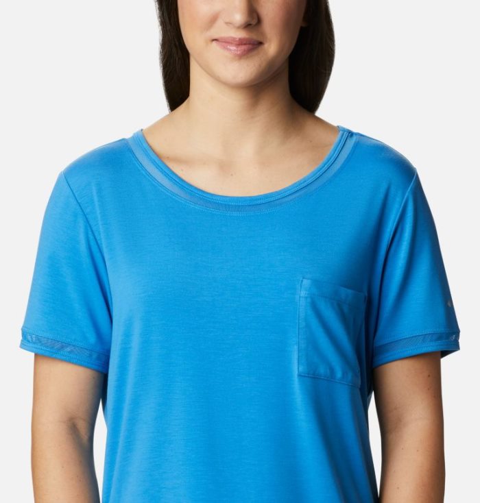 Camisetas Columbia PFG Slack Agua™ Knit Pocket Tee Feminino Azuis Escuro Portugal | 160133-BGUU