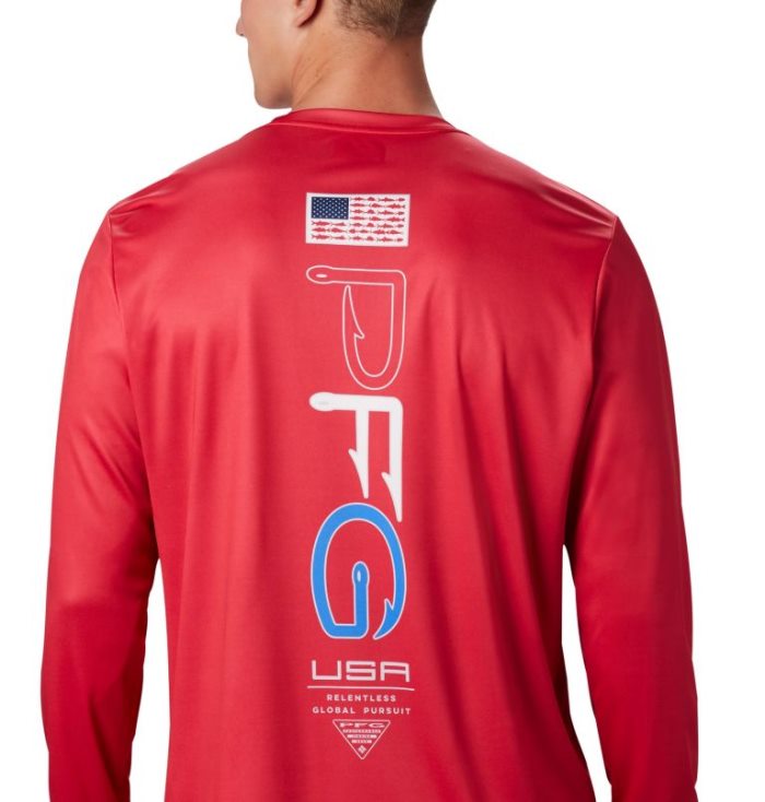 Camisetas Columbia PFG Terminal Tackle™ Americana Long Sleeve Shirt Masculino Vermelhas Portugal | 143052-U1IJ