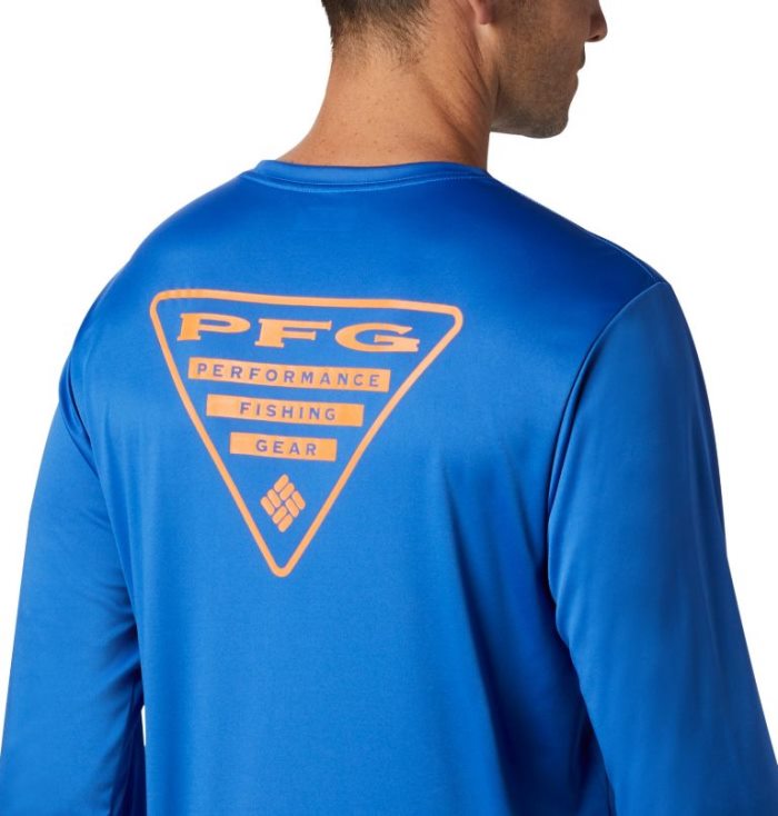 Camisetas Columbia PFG Terminal Tackle™ Destination Long Sleeve Shirt Masculino Azuis Laranja Portugal | 172168-SYF2