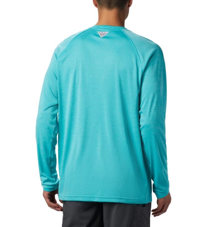 Camisetas Columbia PFG Terminal Tackle™ Heather Long Sleeve Shirt Masculino Luz Turquesa Azul Marinho Portugal | 102003-SACB