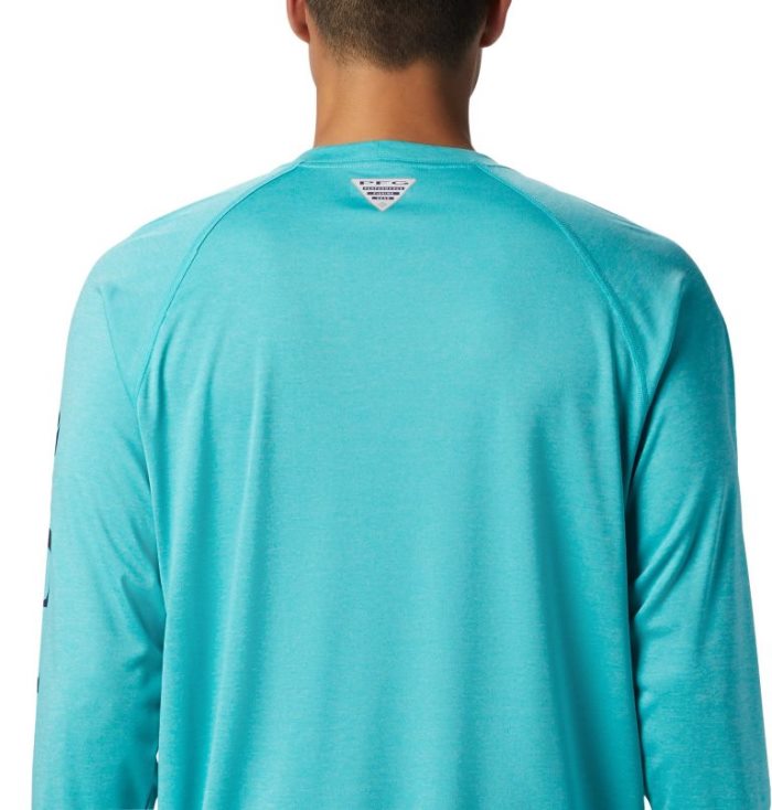 Camisetas Columbia PFG Terminal Tackle™ Heather Long Sleeve Shirt Masculino Luz Turquesa Azul Marinho Portugal | 102003-SACB