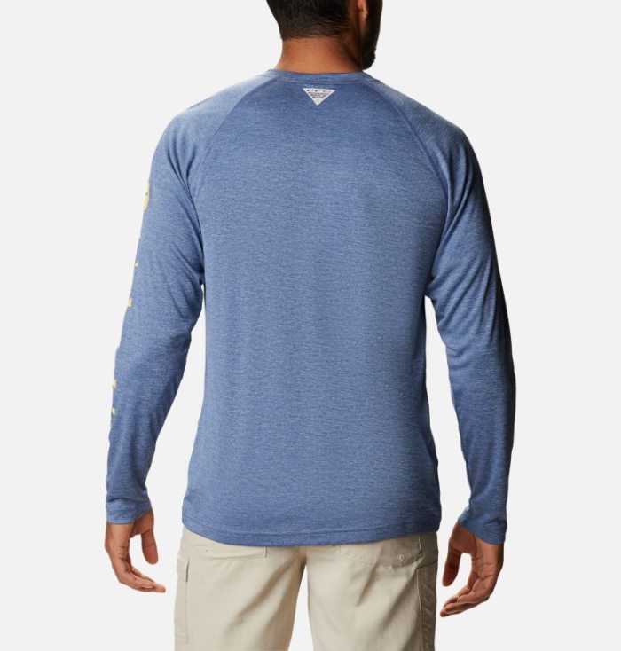 Camisetas Columbia PFG Terminal Tackle™ Heather Long Sleeve Shirt Masculino Azul Marinho Amarelas Portugal | 107654-AXAH