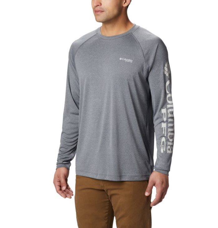 Camisetas Columbia PFG Terminal Tackle™ Heather Long Sleeve Shirt Masculino Cinzentas Escuro Portugal | 118792-9CPA