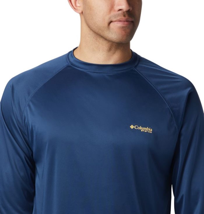 Camisetas Columbia PFG Terminal Tackle™ Long Sleeve Shirt Masculino Azul Marinho Amarelas Portugal | 118681-RMKO