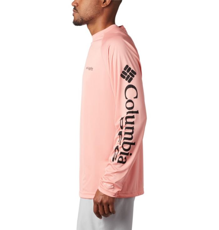 Camisetas Columbia PFG Terminal Tackle™ Long Sleeve Shirt Masculino Rosa Pretas Portugal | 139472-6QYW