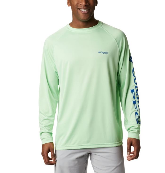 Camisetas Columbia PFG Terminal Tackle™ Long Sleeve Shirt Masculino Luz Verdes Azuis Portugal | 183438-DNRK