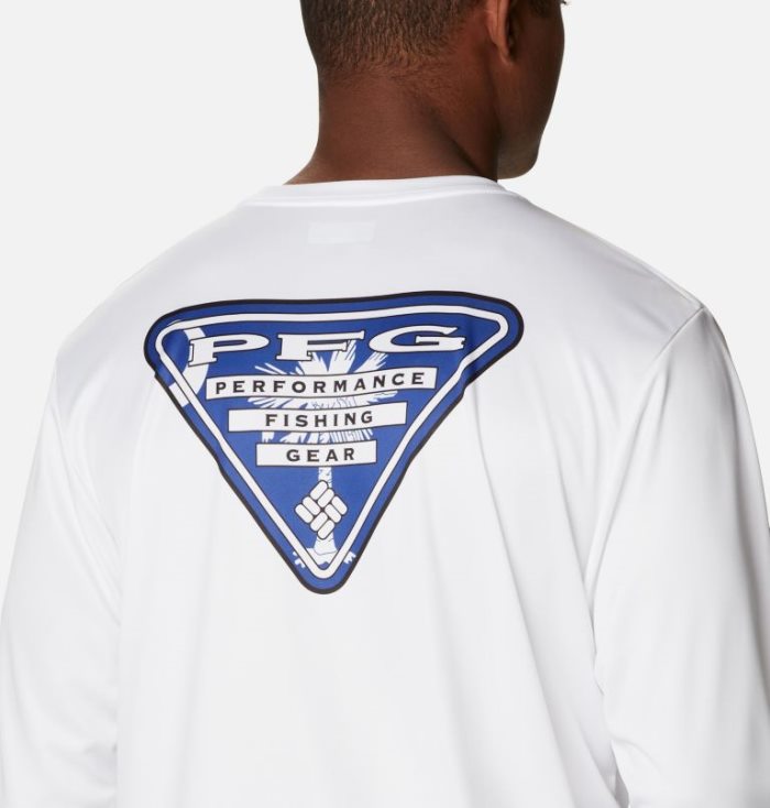 Camisetas Columbia PFG Terminal Tackle™ State Triangle Long Sleeve Shirt Masculino Branco Portugal | 153858-Y5TX