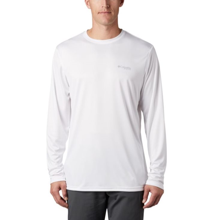 Camisetas Columbia PFG Terminal Tackle™ State Triangle Long Sleeve Shirt Masculino Branco Portugal | 183501-T6WF