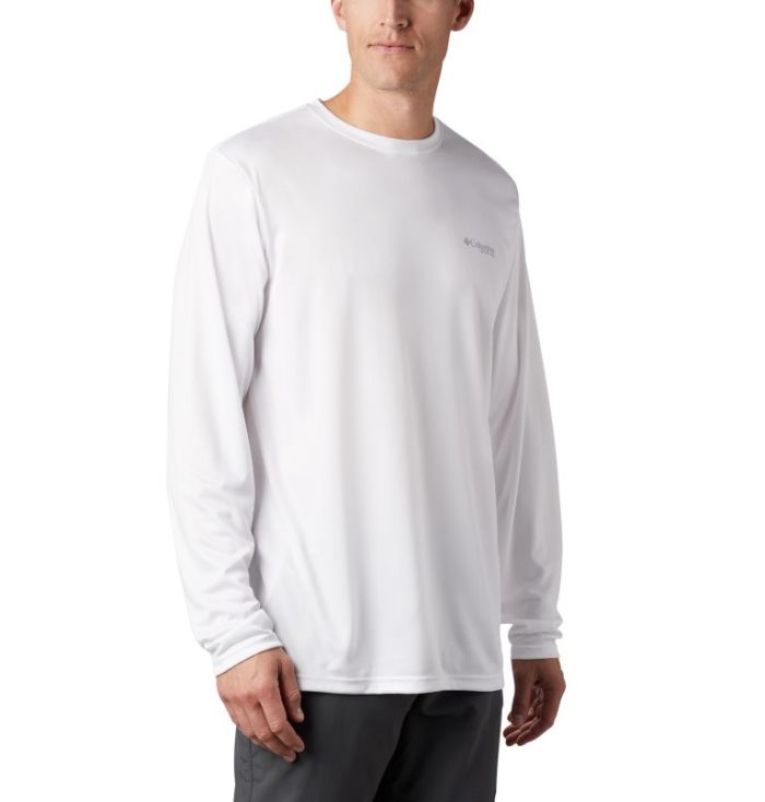 Camisetas Columbia PFG Terminal Tackle™ State Triangle Long Sleeve Shirt Masculino Branco Portugal | 183501-T6WF