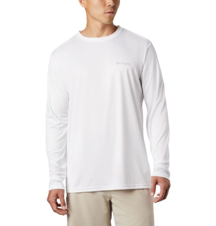 Camisetas Columbia PFG Terminal Tackle™ Tribal Fish Long Sleeve Shirt Masculino Branco Portugal | 193441-R08K