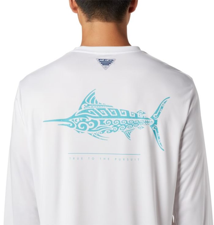 Camisetas Columbia PFG Terminal Tackle™ Tribal Fish Long Sleeve Shirt Masculino Branco Portugal | 193441-R08K