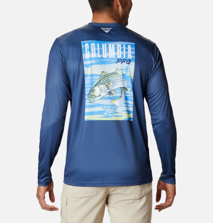 Camisetas Columbia PFG Terminal Tackle™ Vintage Fish Long Sleeve Shirt Masculino Azul Marinho Portugal | 176236-0BC6