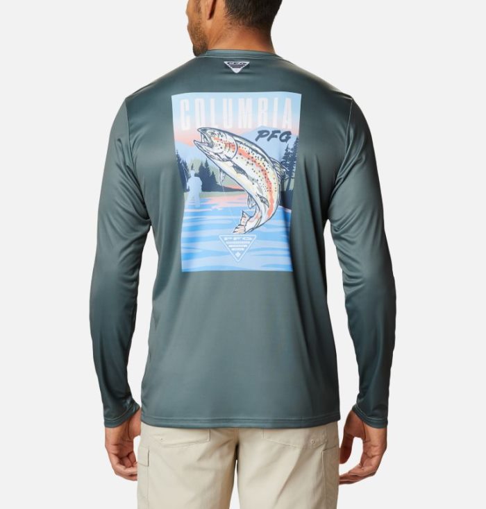 Camisetas Columbia PFG Terminal Tackle™ Vintage Fish Long Sleeve Shirt Masculino Luz Turquesa Portugal | 198596-IMC1