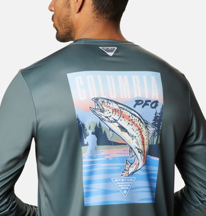 Camisetas Columbia PFG Terminal Tackle™ Vintage Fish Long Sleeve Shirt Masculino Luz Turquesa Portugal | 198596-IMC1