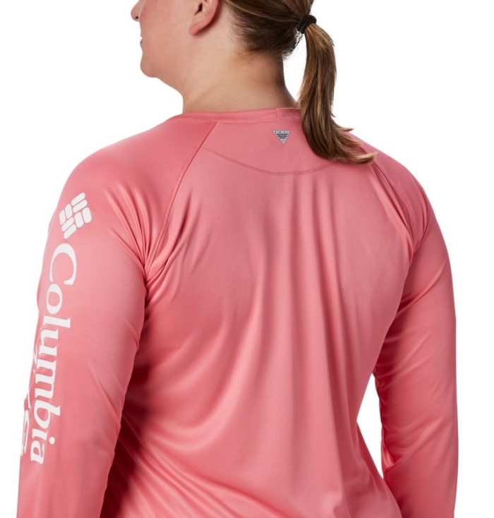 Camisetas Columbia PFG Tidal Tee™ II Long Sleeve Feminino Rosa Branco Portugal | 102399-M2T6