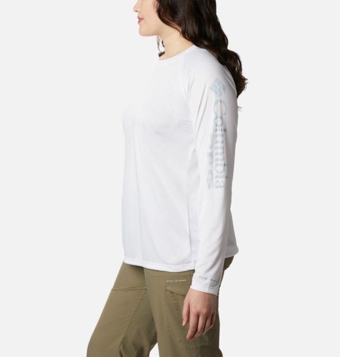 Camisetas Columbia PFG Tidal Tee™ II Long Sleeve Feminino Branco Luz Cinzentas Portugal | 167915-PZC5