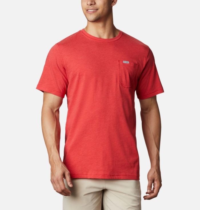 Camisetas Columbia PFG™ Triangle Print Pocket T-Shirt Masculino Vermelhas Portugal | 144889-RM7D