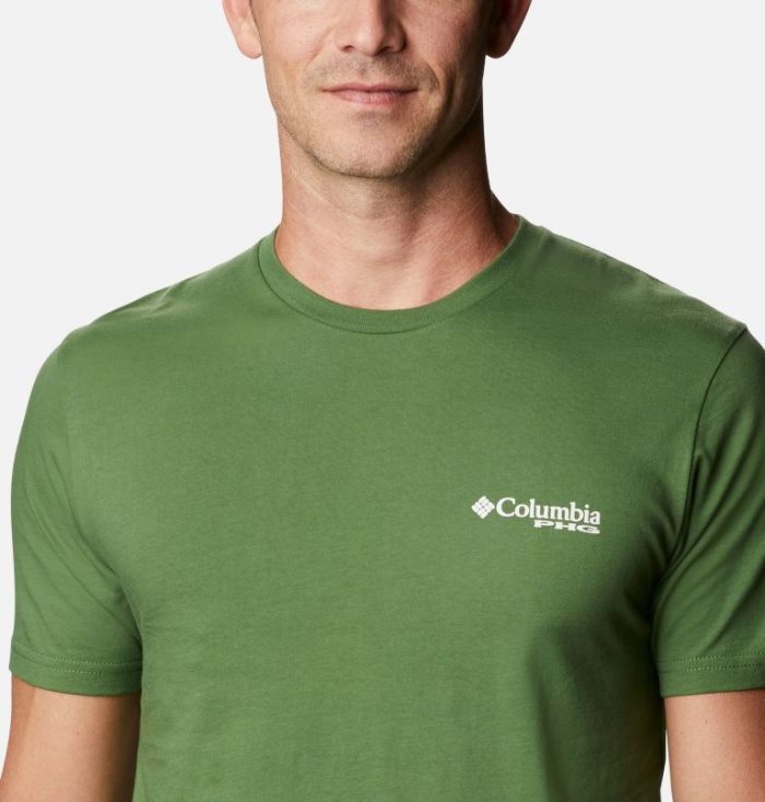 Camisetas Columbia PHG Harvest T-Shirt Masculino Verdes Escuro Portugal | 140104-19WJ