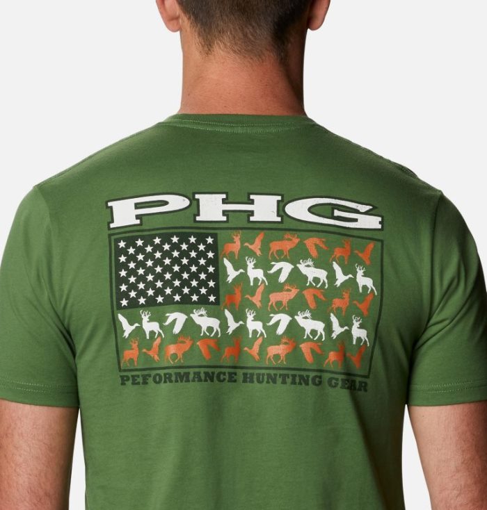 Camisetas Columbia PHG Harvest T-Shirt Masculino Verdes Escuro Portugal | 140104-19WJ