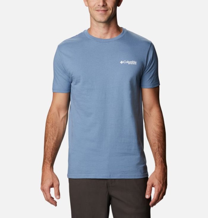 Camisetas Columbia PHG Harvest T-Shirt Masculino Cinzentas Azuis Portugal | 177110-45K9