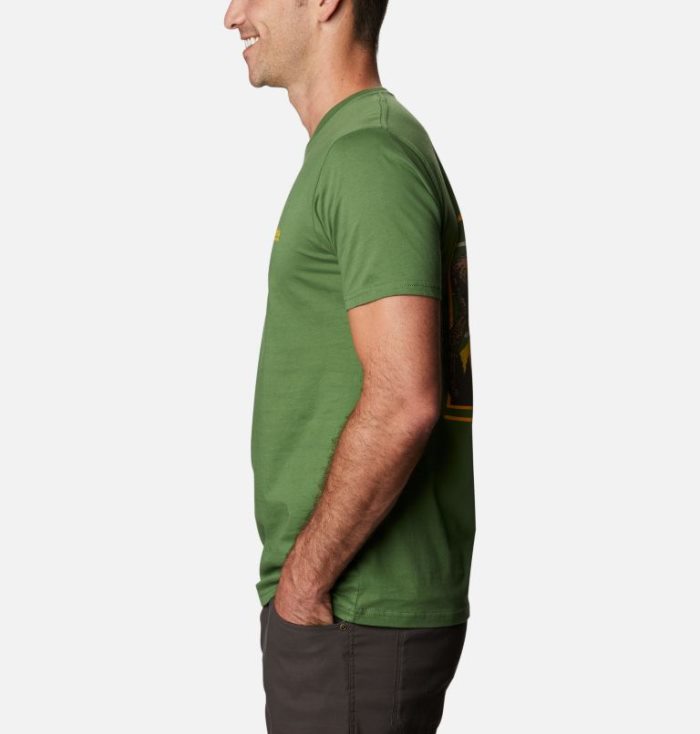 Camisetas Columbia PHG Native T-Shirt Masculino Verdes Escuro Portugal | 179406-MN5B