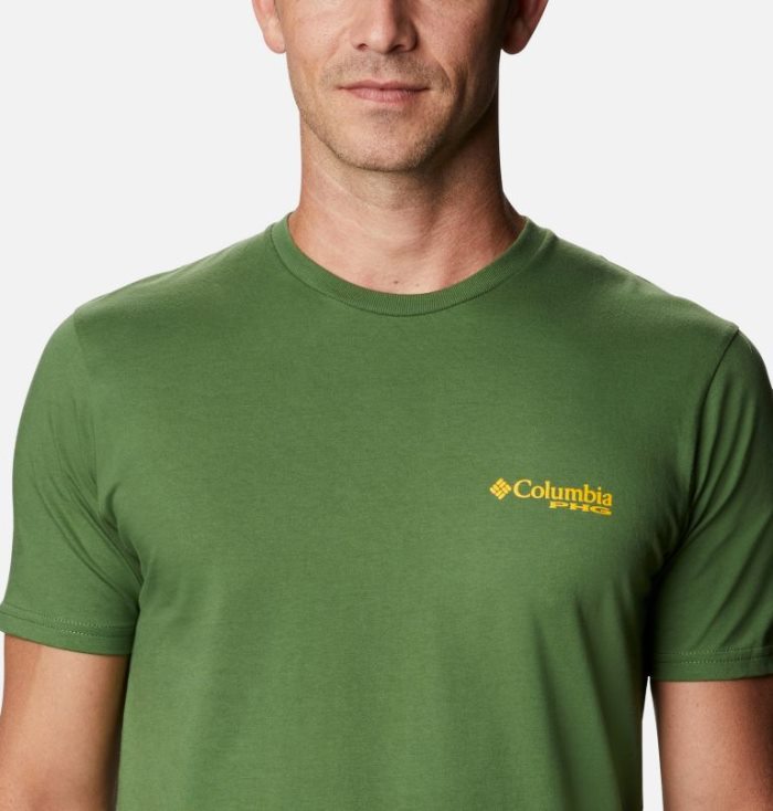 Camisetas Columbia PHG Native T-Shirt Masculino Verdes Escuro Portugal | 179406-MN5B