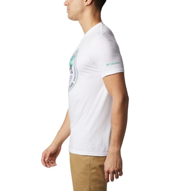 Camisetas Columbia Raya T-Shirt Masculino Branco Portugal | 146707-J4R2