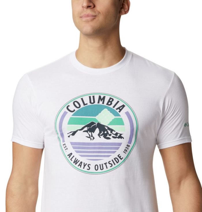 Camisetas Columbia Raya T-Shirt Masculino Branco Portugal | 146707-J4R2