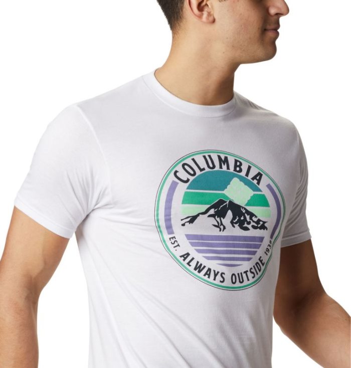 Camisetas Columbia Raya T-Shirt Masculino Branco Portugal | 146707-J4R2