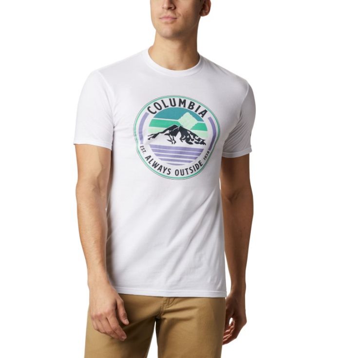 Camisetas Columbia Raya T-Shirt Masculino Branco Portugal | 146707-J4R2