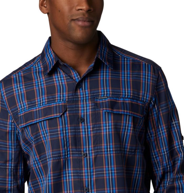 Camisetas Columbia Silver Ridge™ 2.0 Plaid Long Sleeve Shirt Masculino Azul Marinho Portugal | 142354-D2PR