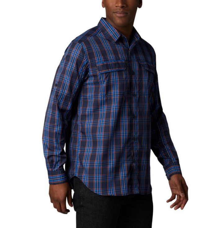 Camisetas Columbia Silver Ridge™ 2.0 Plaid Long Sleeve Shirt Masculino Azul Marinho Portugal | 142354-D2PR