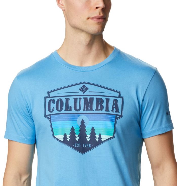 Camisetas Columbia Switchback T-Shirt Masculino Azuis Escuro Portugal | 138600-XQXY