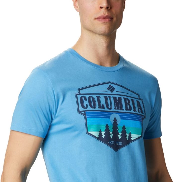 Camisetas Columbia Switchback T-Shirt Masculino Azuis Escuro Portugal | 138600-XQXY