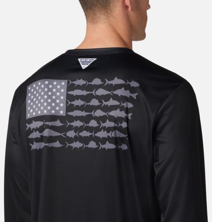 Camisetas Columbia Terminal Tackle PFG Fish Flag™ Long Sleeve Shirt Masculino Pretas Cinzentas Escuro Portugal | 125413-NARK