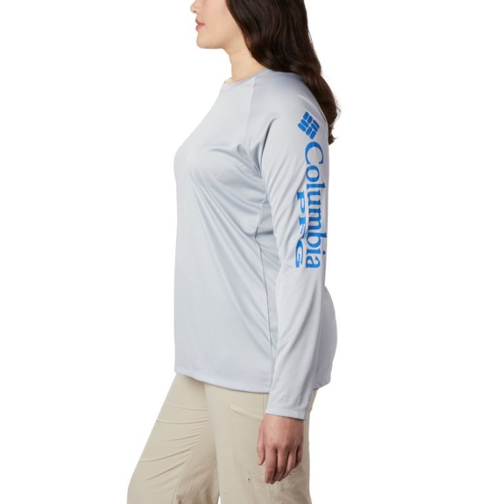 Camisetas Columbia Tidal Tee™ Heather Long Sleeve Feminino Luz Cinzentas Azuis Portugal | 122383-F4XT