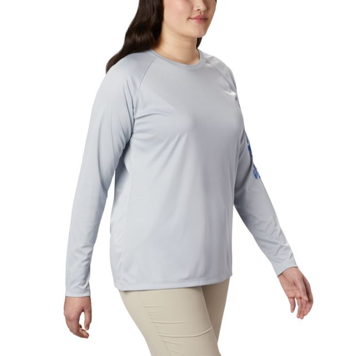 Camisetas Columbia Tidal Tee™ Heather Long Sleeve Feminino Luz Cinzentas Azuis Portugal | 122383-F4XT