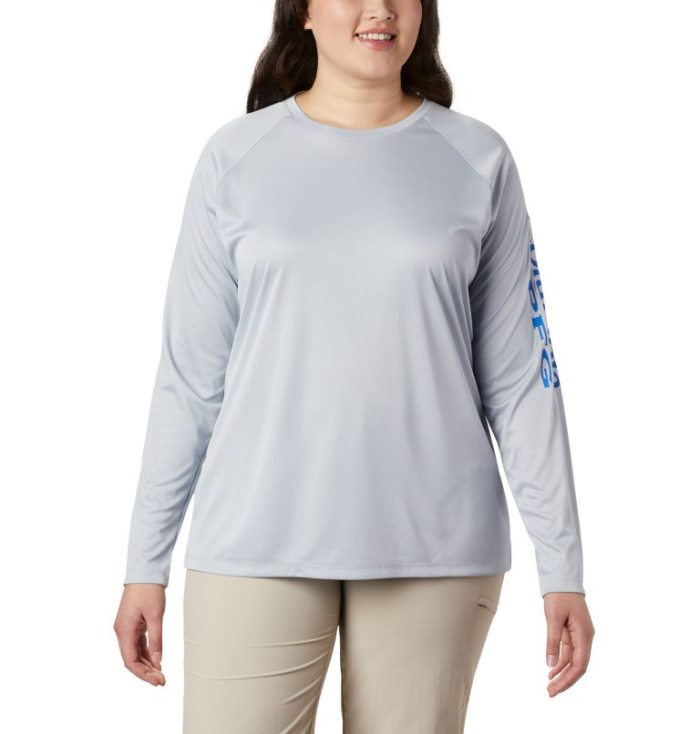 Camisetas Columbia Tidal Tee™ Heather Long Sleeve Feminino Luz Cinzentas Azuis Portugal | 122383-F4XT