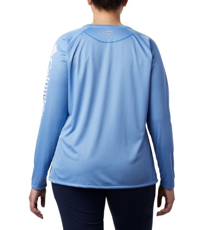 Camisetas Columbia Tidal Tee™ Heather Long Sleeve Feminino Azuis Branco Portugal | 164730-TA91