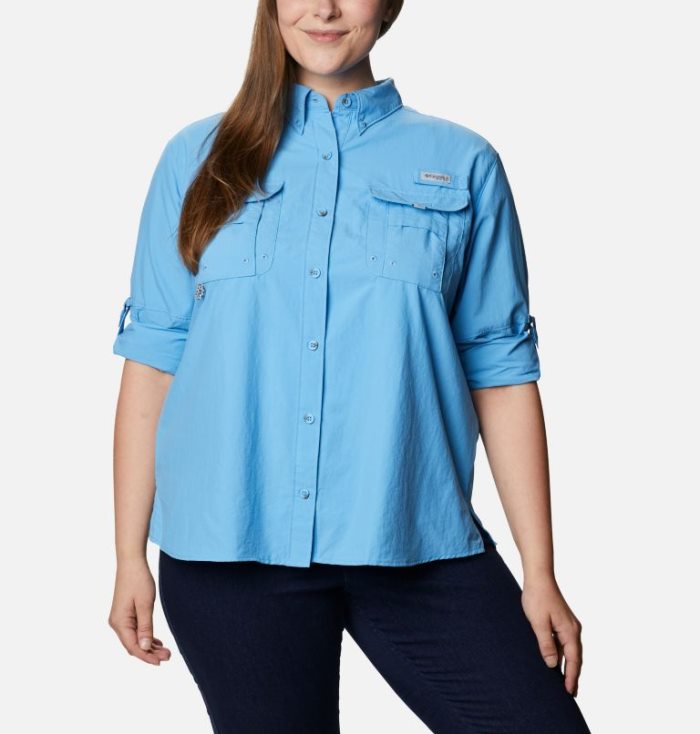 Tops Columbia PFG Bahama™ Long Sleeve Feminino Azuis Escuro Portugal | 145891-7DB1